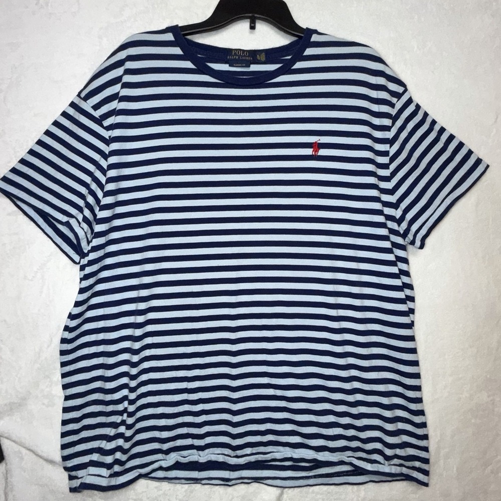 Polo Ralph Lauren Mens Size XL Shirt Classic Fit Striped Red Pony Blues Casual